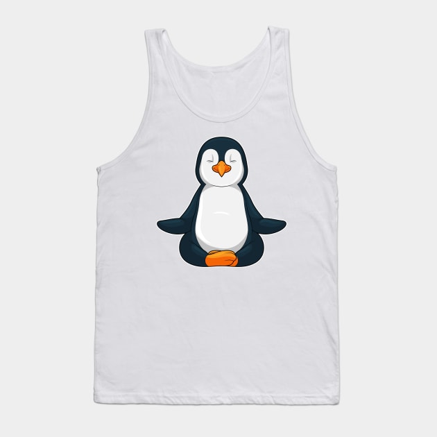 Penguin at Yoga Fitness in Sitting Tank Top by Markus Schnabel